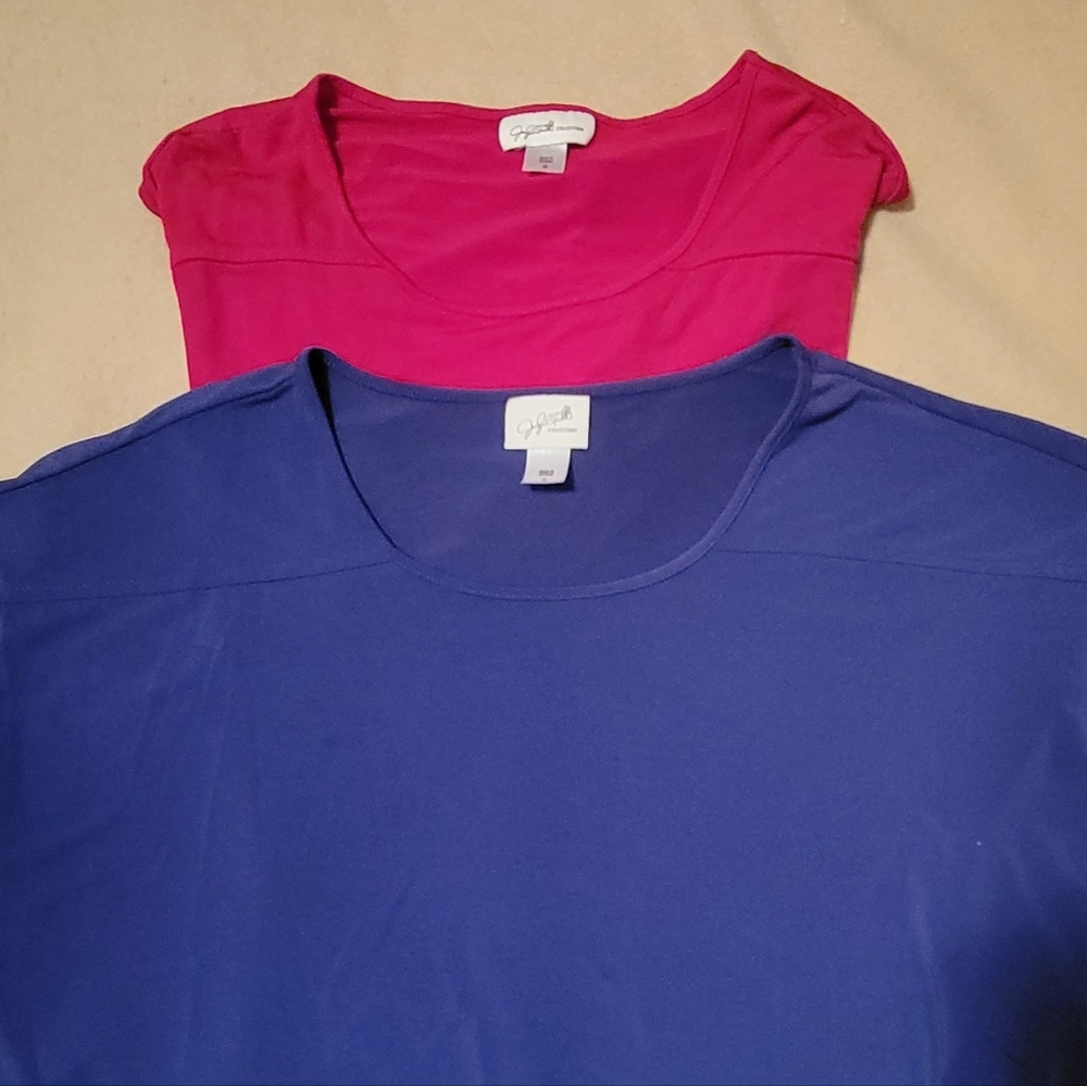 Bundle of Two Jaclyn Smith Women's Red and Royal Blue Short Sleeve Tees